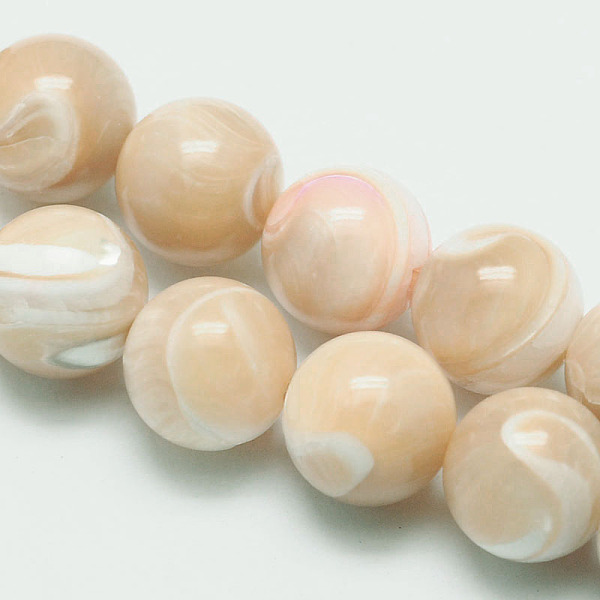 

PandaHall Natural Sea Shell Round Bead Strands, 10mm, Hole: 1mm, about 40pcs/strand, 15.7 inch Giant Clam Shell Round