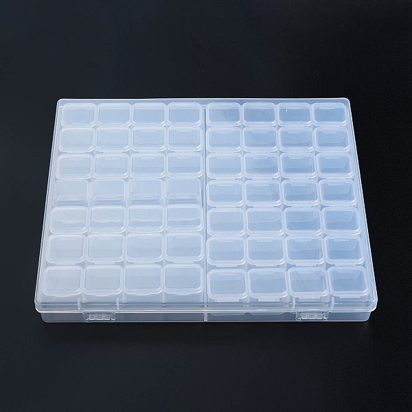 

PandaHall Rectangle Polypropylene(PP) Bead Storage Containers, with Hinged Lid and 56 Grids, Each Row Has 4 Grids, for Jewelry Small..., Clear