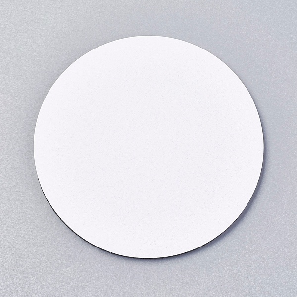 PandaHall Rubber Coasters, Cup Mats, Flat Round, White, 95x3mm Synthetic Rubber White