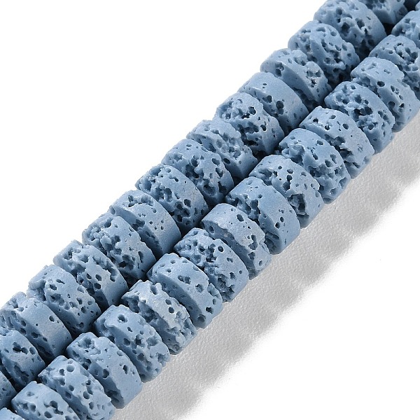 

PandaHall Synthetic Lava Rock Dyed Beads Strands, Rondelle, Light Steel Blue, 8~8.5x4mm, Hole: 0.7mm, about 90pcs/strand, 14.96''(38cm) Lava...