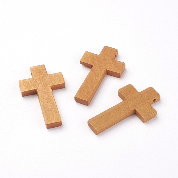 PandaHall Maple Wood Pendants, Cross, Chocolate, 42x24.5x4mm, Hole: 2mm Wood Cross Brown