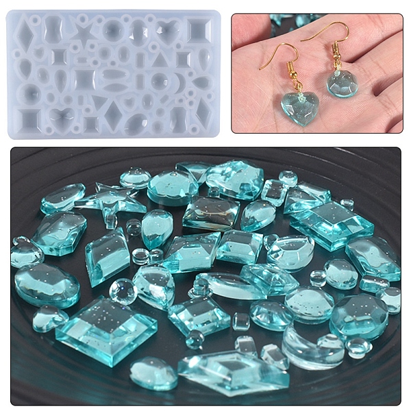 

PandaHall Silicone Cabochon Molds, Resin Casting Molds, For UV Resin, Epoxy Resin Jewelry Making, Mixed Geometric Shape, White, 66x106x6mm...