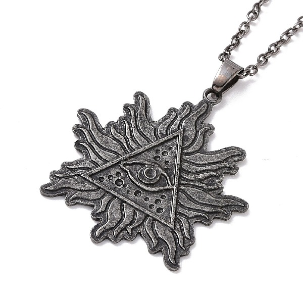 

PandaHall Alloy Flame with Evil Eye Pendant Necklace for Men Women, Gunmetal, 18.31 inch(46.5cm) Alloy