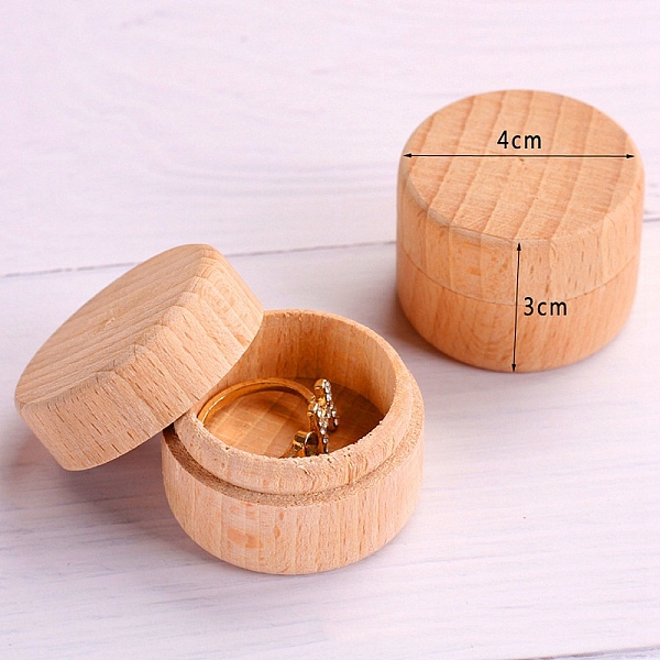 

PandaHall Round Wood Ring Box, Wooden Gift Packaging Box, PeachPuff, 4x3cm Wood Round Brown