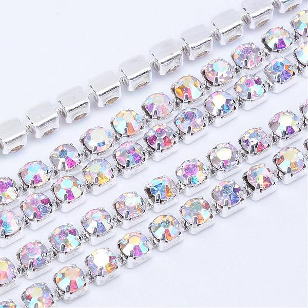 

PandaHall Brass Rhinestone Strass Chains, Rhinestone Cup Chains, Silver Color Plated, Crystal AB, 2.6mm, , about 10yards/bundle...