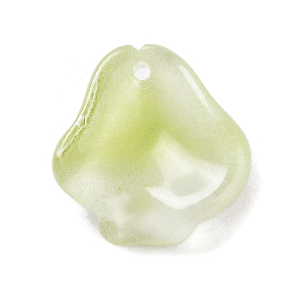 

PandaHall Two Tone Glass Pendants, Chinese Trumpet Creeper Petaline Charms, Yellow Green, 15x14.5x5mm, Hole: 1.2mm Glass Petaline