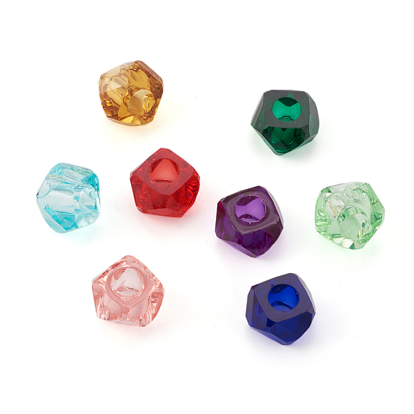 

PandaHall 120Pcs 8 Colors Transparent Resin Beads, Large Hole Beads, Faceted, Polygon, Mixed Color, 13x13x8mm, Hole: 5.5mm, 15pcs/color..., Multicolor