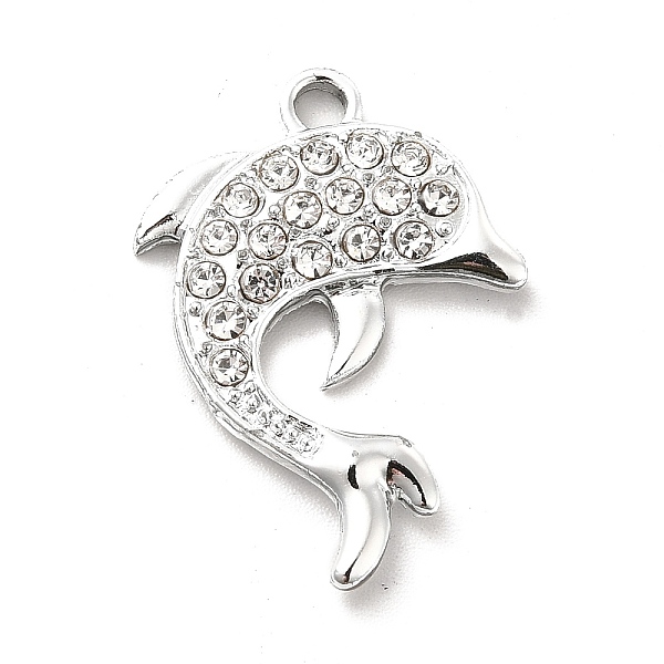 

PandaHall Alloy Crystal Rhinestone Pendants, Dolphin Charm, Platinum, 25.5x18x2.6mm, Hole: 2mm Alloy+Rhinestone Dolphin Clear