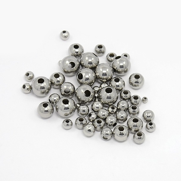 

PandaHall 304 Stainless Steel Round Spacer Beads, Stainless Steel Color, 2~10mm, Hole: 1~3mm 304 Stainless Steel Round