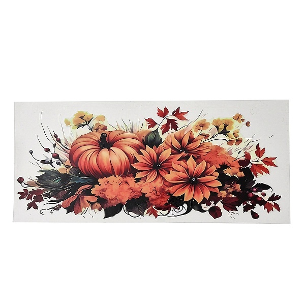 

PandaHall PET Self-Adhesive Stickers, for Party Decorative Present, Pumpkin and Flower, Coral, 110~120x230~250x0.3mm PET Pumpkin Red