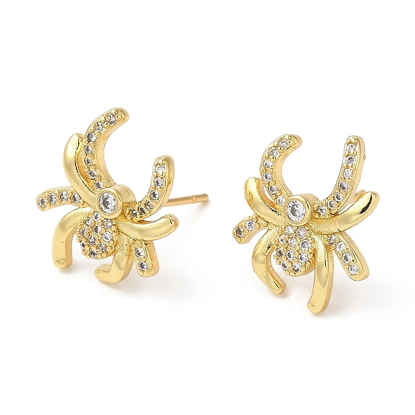 

PandaHall Rack Plating Brass Spider Stud Earrings with Cubic Zirconia, Lead Free & Cadmium Free, Real 18K Gold Plated, 15.5x13.5mm Cubic...