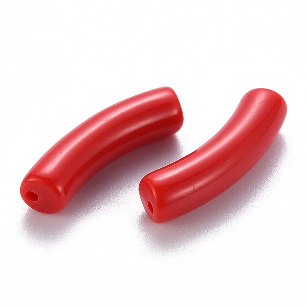 

PandaHall Opaque Acrylic Beads, Curved Tube, Red, 32x9.5x8mm, Hole: 1.8mm, about 330pcs/500g Acrylic Tube Red