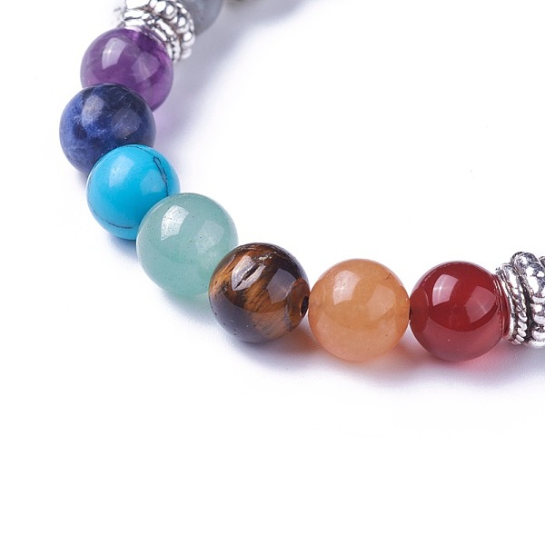 

PandaHall Chakra Jewelry, Natural & Synthetic Mixed Stone Braided Bead Bracelets, with Natural Labradorite, Alloy Findings and Nylon Cord...