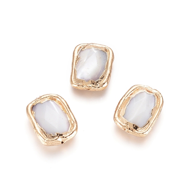 

PandaHall Shell Beads, with Brass Findings, Golden Plated Edge, Rectangle, Seashell Color, 15~17x10~13x4~4.5mm, Hole: 0.8mm Other Sea Shell...