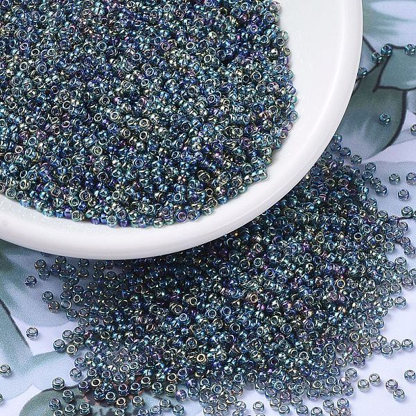 

PandaHall MIYUKI Round Rocailles Beads, Japanese Seed Beads, 11/0, (RR249) Transparent Gray AB, 2x1.3mm, Hole: 0.8mm, about 1111pcs/10g...
