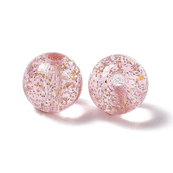 

PandaHall Transparent Acrylic Beads, with Glitter Powder, Round, Pink, 15x14mm, Hole: 3.5mm Acrylic Round Pink