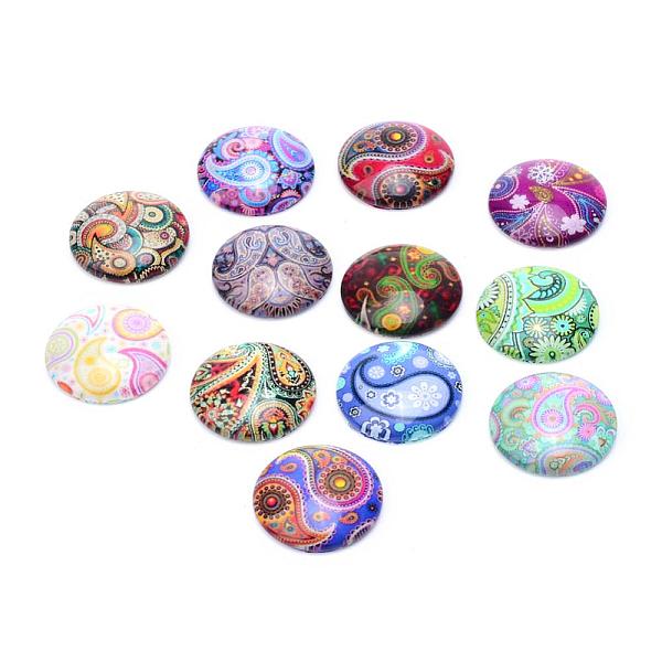 

PandaHall Glass Cabochons, For DIY Projects, Half Round/Dome, Mixed Color, 12x4mm Glass Half Round Multicolor