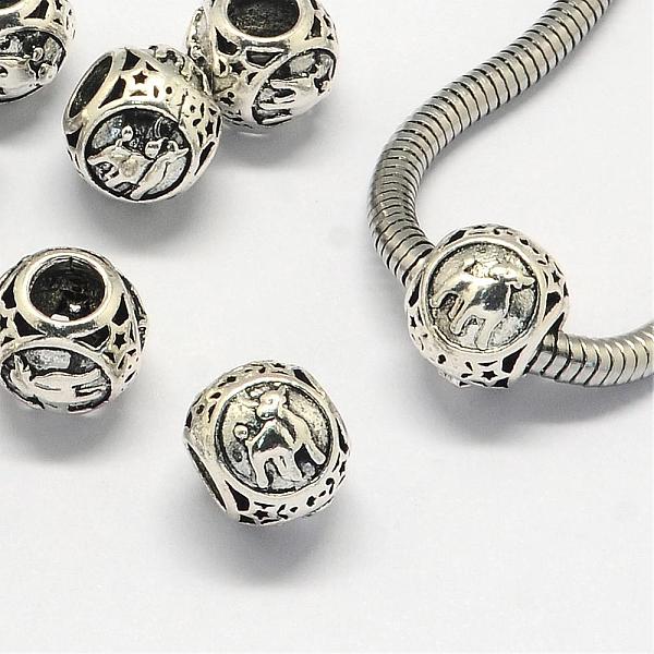 

PandaHall Alloy European Beads, Large Hole Rondelle Beads, with Constellation/Zodiac Sign, Antique Silver, Taurus, 10.5x9mm, Hole: 4.5mm...