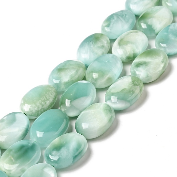 

PandaHall Natural Glass Beads Strands, Grade AB+, Egg, Aqua Blue, 18x13~13.5x5~7.5mm, Hole: 1mm, about 22pcs/strand, 15.5~15.7''..., Cyan
