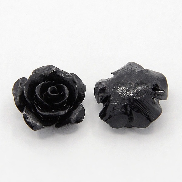 

PandaHall Synthetic Coral 3D Flower Rose Beads, Dyed, Black, 14x8mm, Hole: 1~1.4mm Synthetic Coral Flower Black