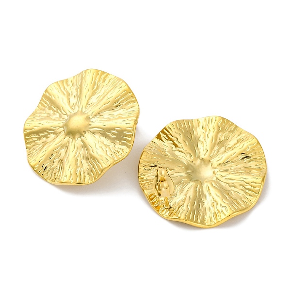 Ion Plating(IP) 304 Stainless Steel Textured Flat Round With Sun Stud Earrings