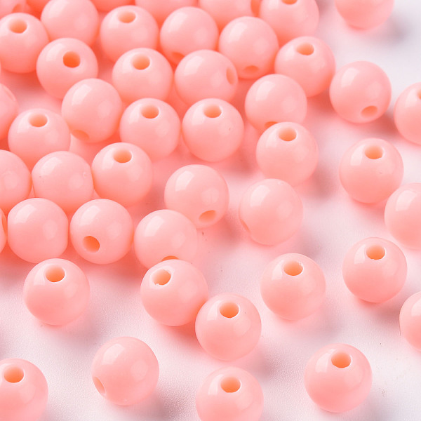 

PandaHall Opaque Acrylic Beads, Round, Light Salmon, 8x7mm, Hole: 2mm, about 1745pcs/500g Acrylic Round