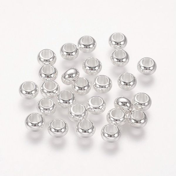 

PandaHall Brass Spacer Beads, Rondelle, Silver Color Plated, Size: about 6mm in diameter, 4mm thick, hole: 3mm Brass Rondelle