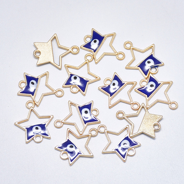 

PandaHall Alloy Enamel Links connectors, Star with Evil Eye, Light Gold, Blue, 19.5x16.5x1.5mm, Hole: 1.8mm Alloy+Enamel Evil Eye Blue
