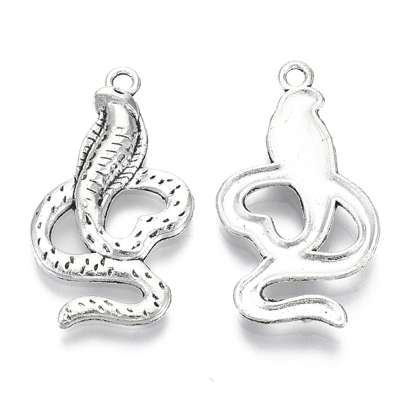 

PandaHall Tibetan Style Alloy Pendants, Cadmium Free & Lead Free, Snake, Antique Silver, 33.5x19x3mm, Hole: 2mm, about 180pcs/500g Alloy...