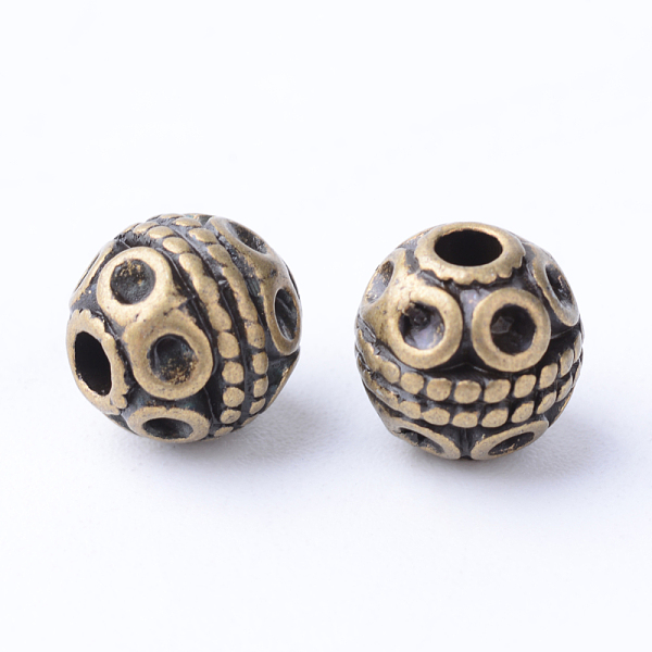 

PandaHall Tibetan Style Alloy Beads, Round, Cadmium Free & Nickel Free & Lead Free, Antique Bronze, 8x8mm, Hole: 2mm Alloy Round
