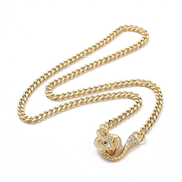 

PandaHall Cubic Zirconia Leopard Pendant Necklace with Brass Curb Chains for Women, Real 18K Gold Plated, 19-7/8 inch(50.6cm) Cubic Zirconia..., Clear