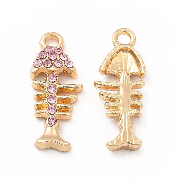 

PandaHall Rack Plating Eco-friendly Alloy Rhinestone Pendants, Fishbone Charm, Golden, Light Rose, 22x8.5x3.5mm, Hole: 2mm Alloy+Rhinestone..., Pink