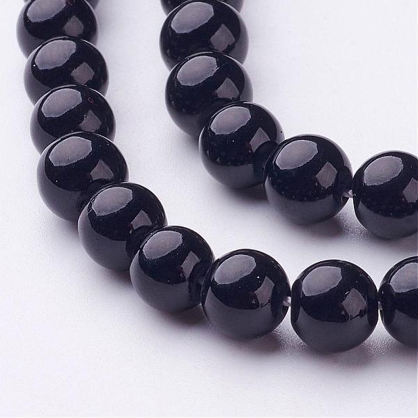 

PandaHall Natural Mashan Jade Round Beads Strands, Dyed, Black, 8mm, Hole: 1mm, about 51pcs/strand, 15.7 inch Mashan Jade Round Black