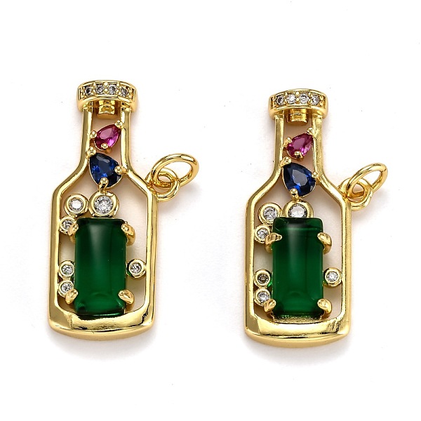 

PandaHall Brass Micro Pave Cubic Zirconia Pendants, Long-Lasting Plated, with Jump Ring, Bottle, Real 18K Gold Plated, 27x13x5mm, Jump Ring..., Multicolor