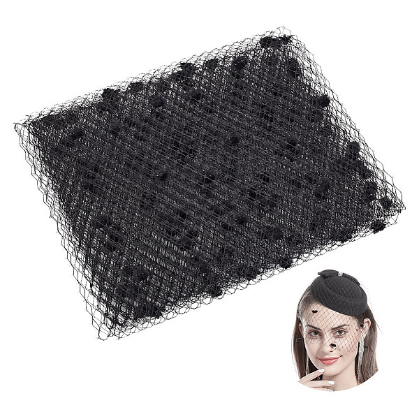 

PandaHall OLYCRAFT 3.3 Yard Black Veil Neting Fabrics with Small Ball 8 Inch Wide Bridal Wedding Veil Net Birdcage Veil Netting Fascinator...