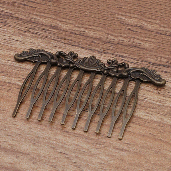 

PandaHall Iron Hair Combs Findings, with Brass Flower, Antique Bronze, 75x48x3mm Iron