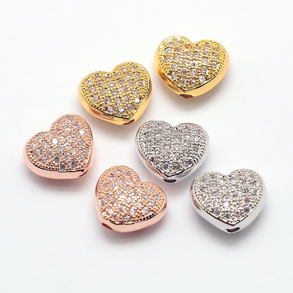 

PandaHall Brass Micro Pave Cubic Zirconia Hollow Beads, Cadmium Free & Nickel Free & Lead Free, Heart, Mixed Color, 8x9x5mm, Hole: 1mm...
