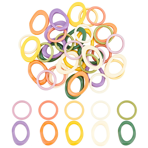 

PandaHall arricraft 40 Pcs Resin Charms, 10 Styles Hollow Irregular Oval Round Ring Pendant Geometric Crafts Charms Mixed Color Resin Frames..., Multicolor