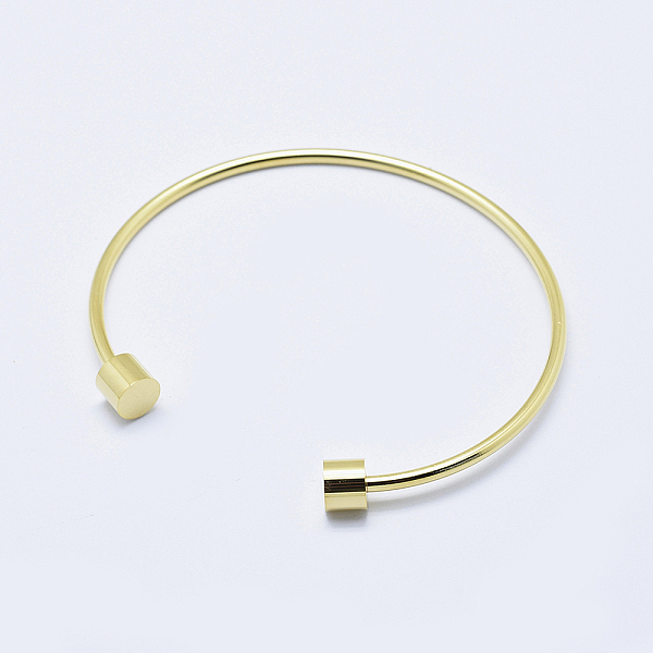 

PandaHall Eco-Friendly 316 Surgical Stainless Steel Cuff Bangle Making, with Removable Column Beads, Long-Lasting Plated, Real 18K Gold...