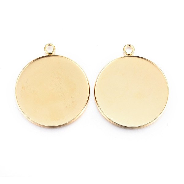 

PandaHall Rack Plating 304 Stainless Steel Pendant Cabochon Settings, Plain Edge Bezel Cups, Flat Round, Real 24K Gold Plated, Tray: 30mm...