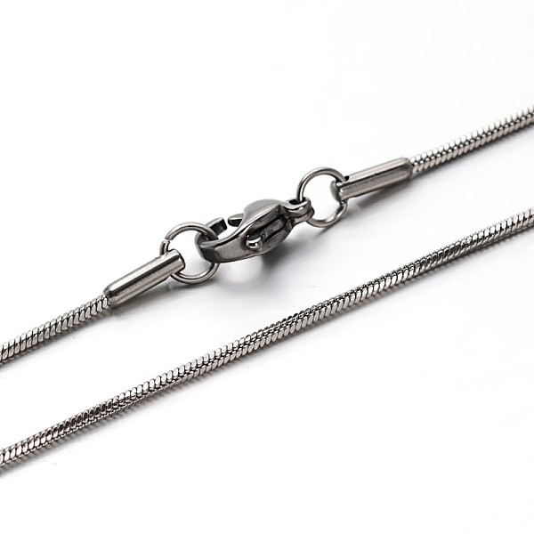 

PandaHall 304 Stainless Steel Snake Chains Necklaces, with Lobster Clasps, Stainless Steel Color, 23.7 inch(60.2cm) 304 Stainless Steel