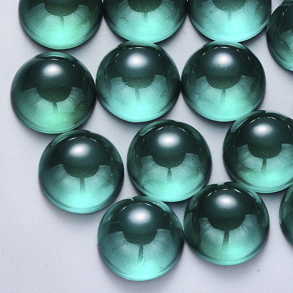 

PandaHall Transparent Spray Painted Glass Cabochons, Half Round/Dome, Dark Cyan, 16x8mm Glass Half Round Cyan