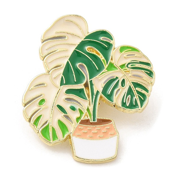 

PandaHall Plant Pot Enamel Pins, Light Gold Plated Alloy Brooch, Wheat, 30x26x1.5mm Alloy+Enamel Other Plants Orange