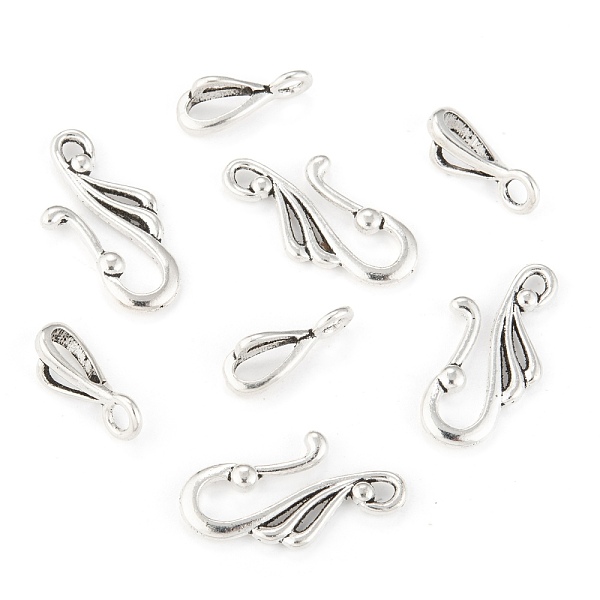 PandaHall Tibetan Silver Hook and Eye Clasps, Lead Free and Cadmium Free, Wing, Antique Silver, Toggle: 12mm wide, 25mm long, Bar: 16mm long...