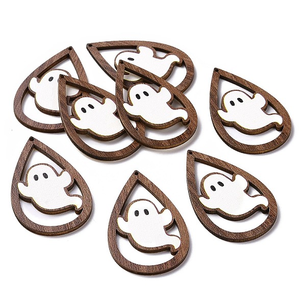 Thème Halloween Simple Face Imprimé Bois De Tremble Gros Pendentifs