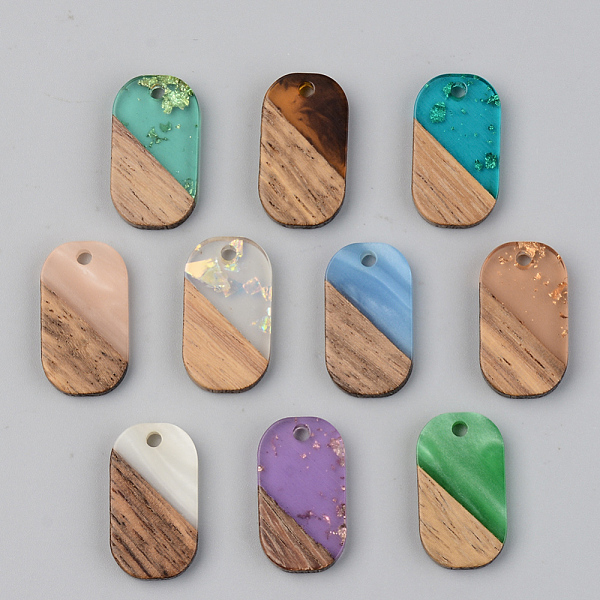

PandaHall Resin & Walnut Wood Pendants, Oval, Mixed Color, 20.5x11.5x3mm, Hole: 2mm Resin+Wood Oval Multicolor