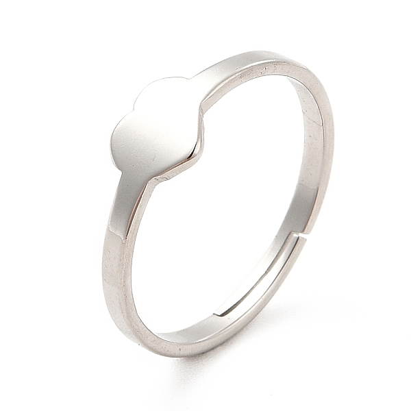

PandaHall 201 Stainless Steel Heart Adjustable Ring for Women, Stainless Steel Color, US Size 6 1/2(16.9mm) 201 Stainless Steel