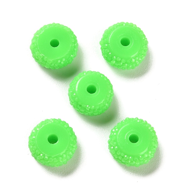 

PandaHall Opaque Resin Beads, Textured Rondelle, Lime, 12x7mm, Hole: 2.5mm Resin Rondelle Green