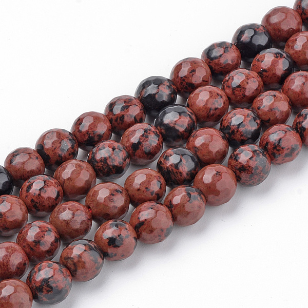 

PandaHall Natural Mahogany Obsidian Beads Strands, Faceted, Round, 10~10.5mm, Hole: 1.2mm, about 37~40pcs/strand, 14.9~15.1 inch(38~38.5cm)...