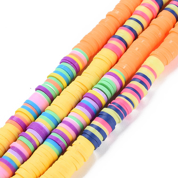 

PandaHall Handmade Polymer Clay Bead Strands, Heishi Beads, Disc/Flat Round, Mixed Color(Main Color: Light Salmon & Gold), 6x0.3~1.5mm, Hole..., Multicolor